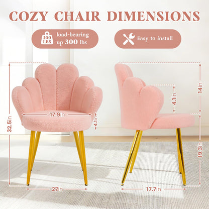 WAYTRIM - Silla de Cambiador Rosa con Respaldo para Maquillaje, Asiento de Cambiador, Silla de computadora para niñas con Patas Doradas adecuadas, Silla de diseño de pétalos de Flores para recámara