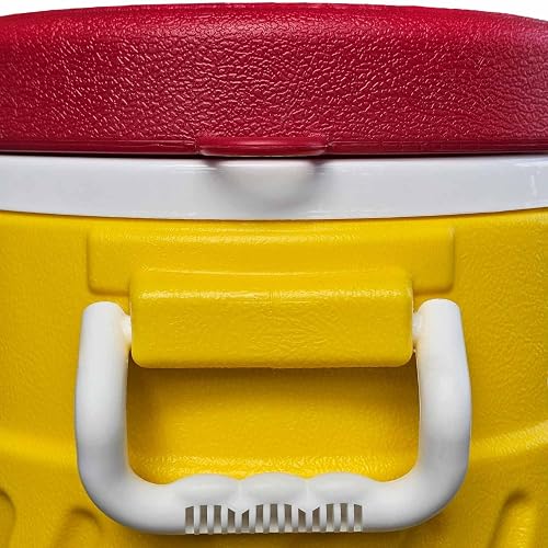 Guateplast Termo Dispensador de Bebidas 5 Galones | Amarillo, plástico con aislamiento térmico, grifo integrado, tapa ajustable, asas laterales