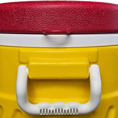 Guateplast Termo Dispensador de Bebidas 5 Galones | Amarillo, plástico con aislamiento térmico, grifo integrado, tapa ajustable, asas laterales
