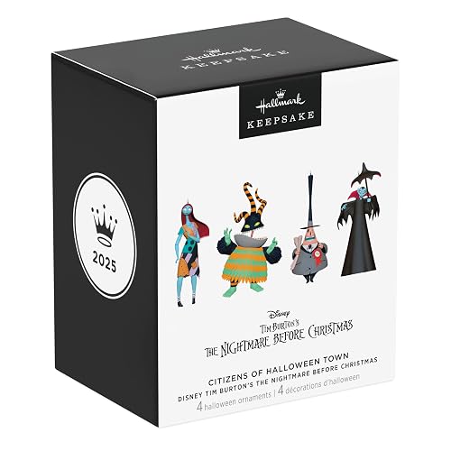 Hallmark - Adornos de Halloween 2025, Disney Tim Burton's The Nightmare Before Christmas Citizens of Halloween Town, Juego de 4, Regalos para los fanáticos de la Pesadilla Antes de Navidad