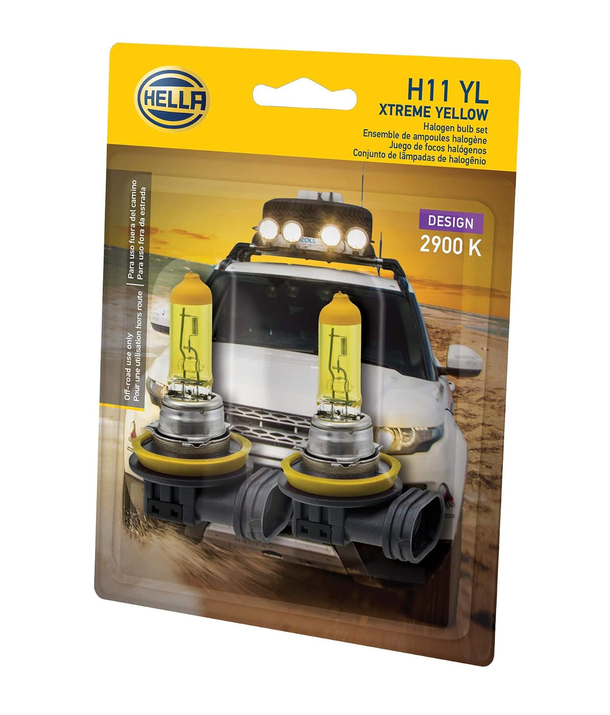 Hella H11 YL Focos Halogénicos H11 Amarillos 12 V 55 W, Paquete de 2