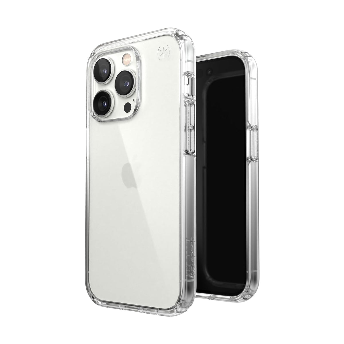 Speck Presidio Perfect Clear Funda Compatible con iPhone 14 Pro, Protección Caídas 4m, Bisel Elevado, Protección Antimicrobiana - Transparente