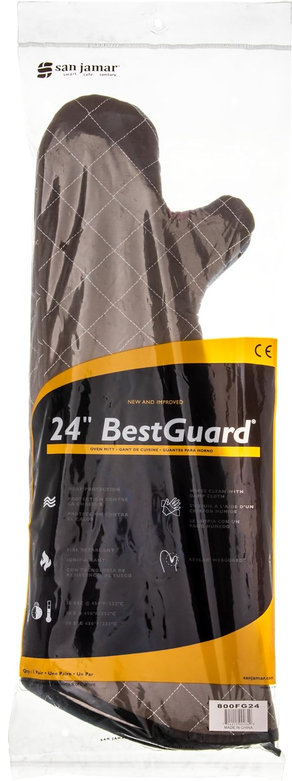 San Jamar 800FG24 BestGuard - Guantes comerciales de protección contra el Calor de hasta 500 °F (par), 24 Pulgadas de Longitud, Bronceado, 1 Unidad (Paquete de 1)