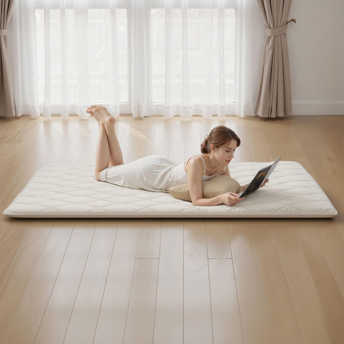 VEVOR - Colchón de futón japonés, 100% Espuma cómoda de Alta Densidad, tapete Plegable de Tatami con Bolsa de Almacenamiento, Almohadilla de Dormir para Acampar, recámara o Yoga