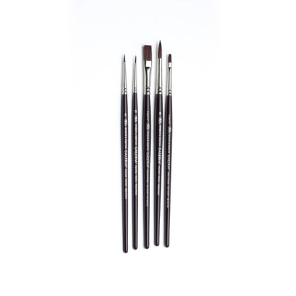 Winsor & Newton - Pincel de Mango Corto, Redonda 0, 2 y 6, un Golpe 3 mm y 6,3 mm, Multicolor, Paquete-de-5, 1