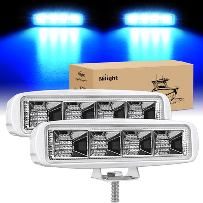 Nilight Marine 2 Luces LED de Navegacion 54 W, Haz de Inundacion Azul y Blanco, para Barco Kayak Yate, 18077CWB - Blue Lights White House 72W - Cápsulas LED