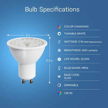Feit Electric - foco LED RGBW equivalente a 50 W, Alexa Google Siri Smart RGBW, color blanco