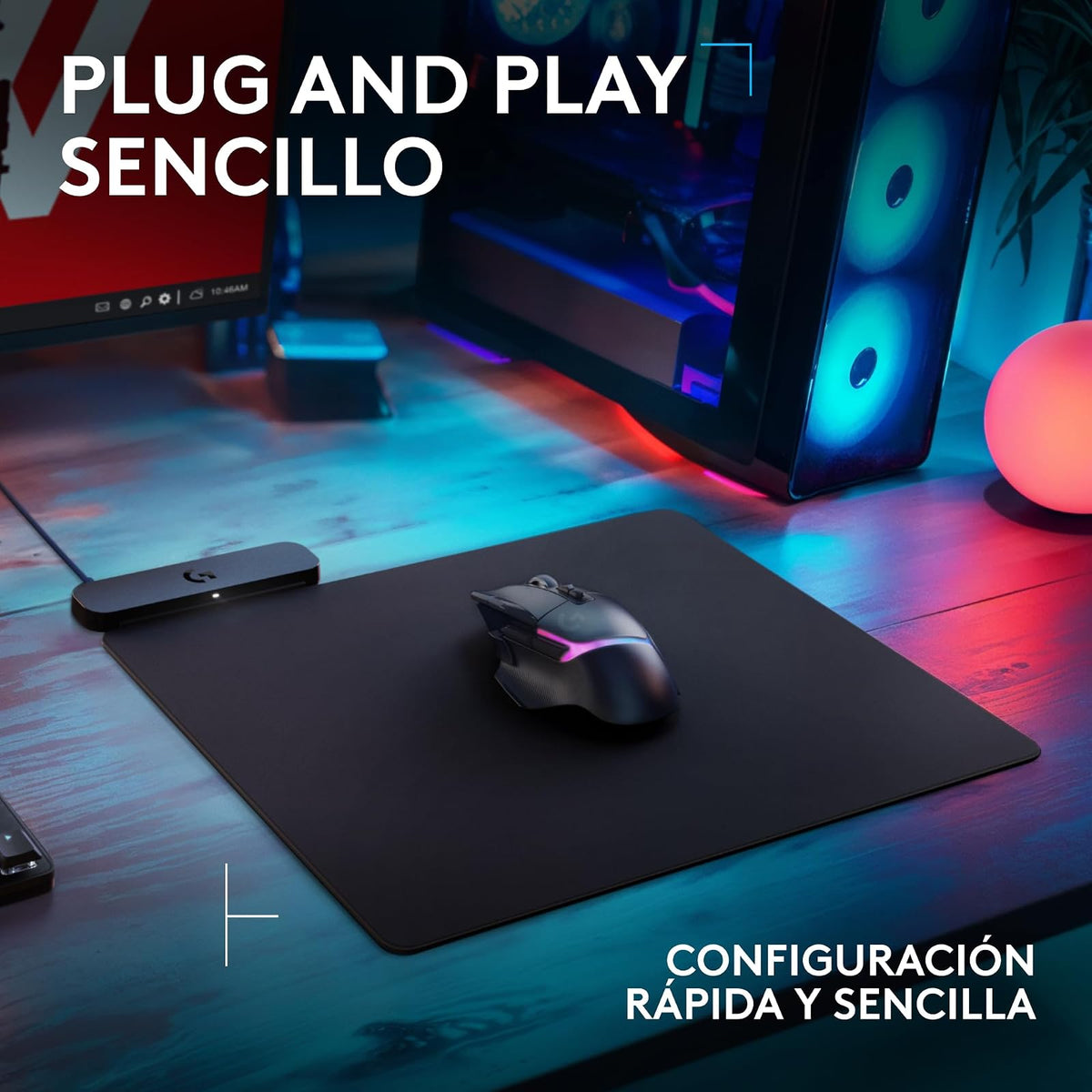 Logitech G POWERPLAY 2 Mousepad de Carga Inalámbrica para Mouse Gaming, 34,5 x 28,4 cm, 3,5 mm Grosor, Compatible con PC y Mac - Negro
