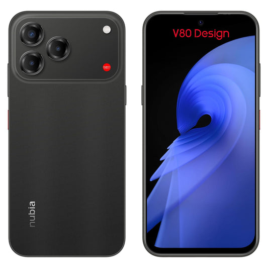 nubia Celular V80 Design 6.7” 120Hz, 50MP+2MP, 256GB+20 GB RAM(8GB + 12GB Dinámica), Android 16 Negro