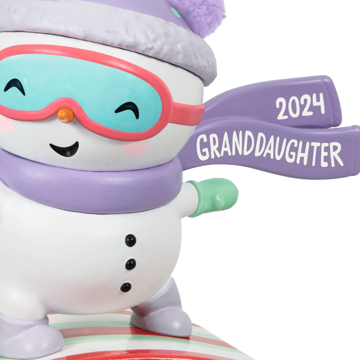 Hallmark - Adorno navideño de Recuerdo 2024, Nieta, muñeco de Nieve de Snowboard 2024, Regalos Familiares