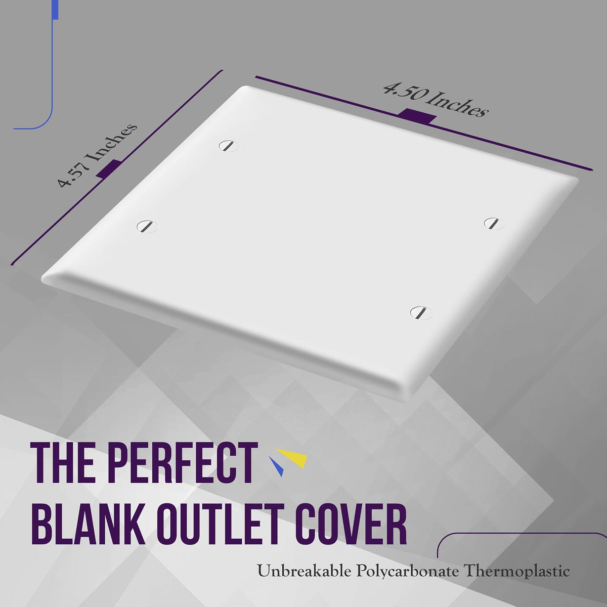 ENERLITES - Placa de pared para dispositivo doble en blanco, acabado brillante, tamaño estándar de 2 bandas, 4.5 x 4.5 pulgadas, policarbonato termoplástico, 8802-W, blanco