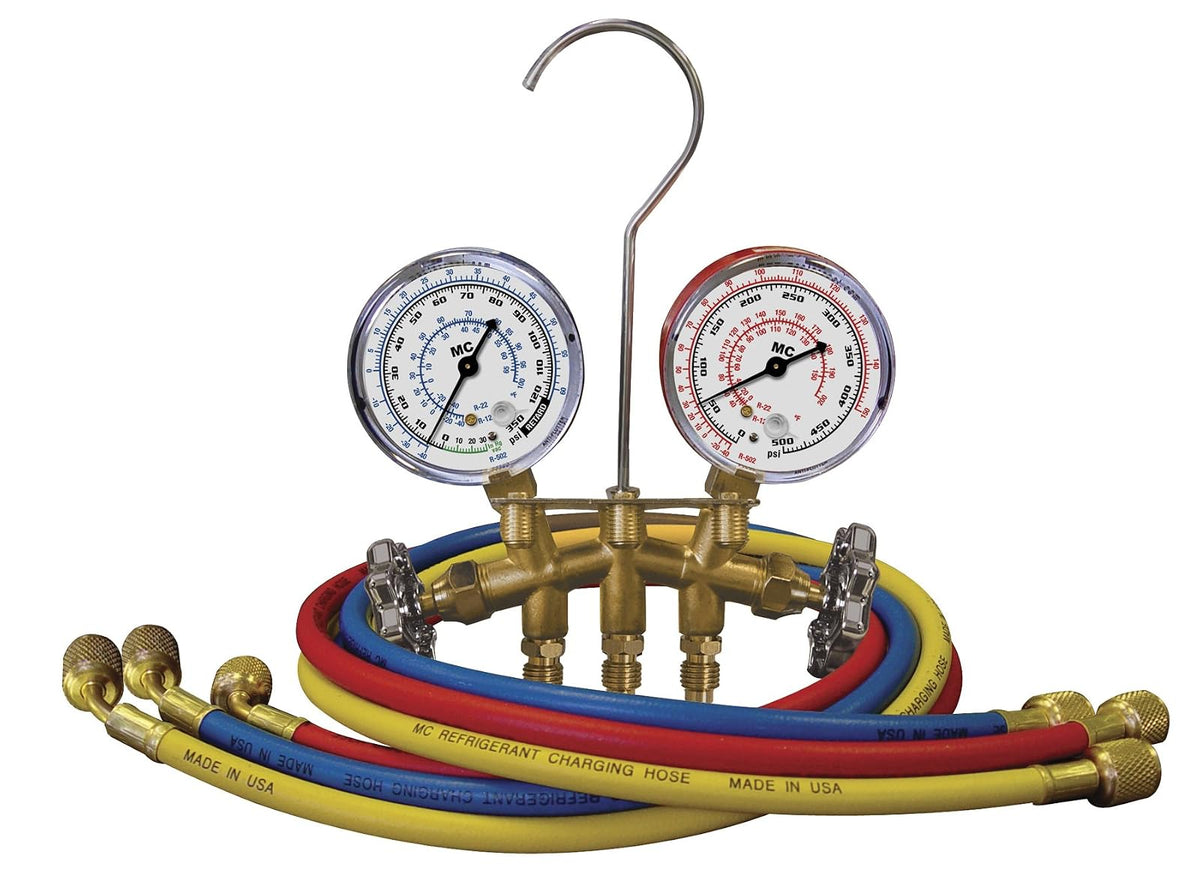 Mastercool (33661 - Juego de medidores HVAC de latón para refrigerante R12/R22/R502