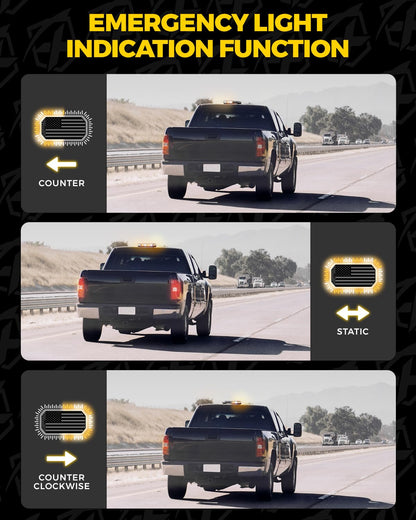 Xprite SLL-C120M-G5-WY Barra de Luz Estroboscópica de Emergencia Ámbar/Blanco con Bandera de EE. UU. y Panel de Control, Base Magnética