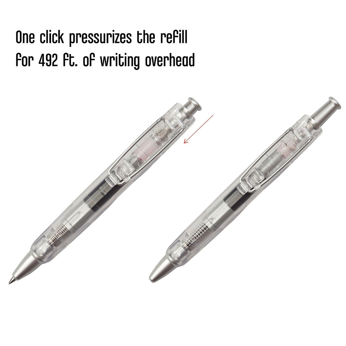 Tombow AirPress bolígrafo, punta fina tinta negra, recargable, Recargable, Transparente