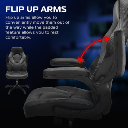 RESPAWN 3085 - Silla para Juegos - Silla para Jugadores y Oficina con reposacabezas Integrado, Bloqueo de inclinación e inclinación Ajustable, Color Gris