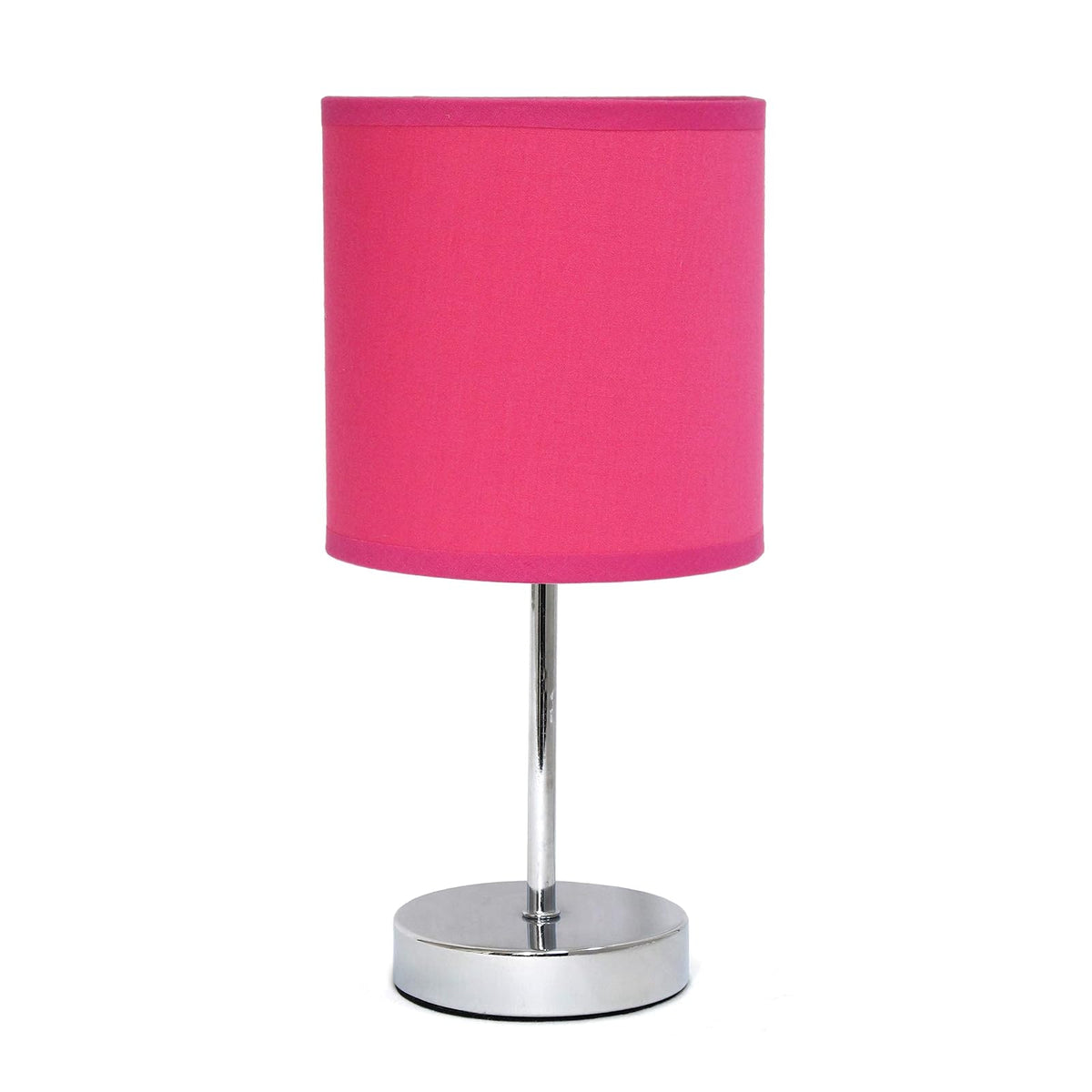 Simple Designs LT2007-HPK Mini lámpara de mesa básica cromada con visualización de tela, rosa intenso
