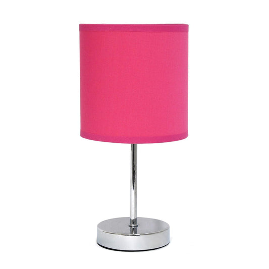 Simple Designs LT2007-HPK Mini lámpara de mesa básica cromada con visualización de tela, rosa intenso