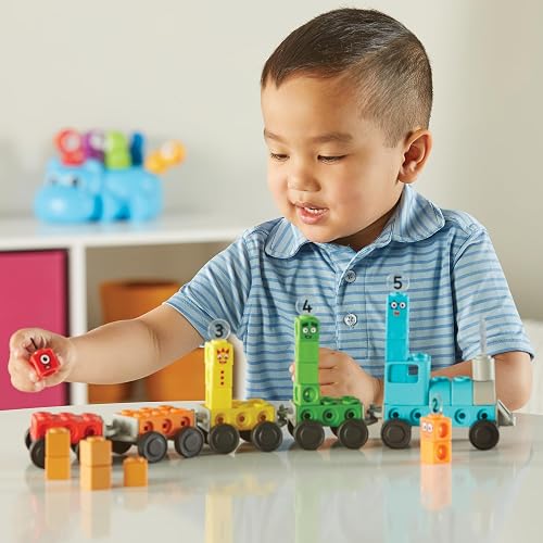 hand2mind Numberblocks Express Train MathLink Cubes Activity Set, Actividades de Aprendizaje Preescolar, Juguete de Tren, Bloques de Conteo, Juguetes Numéricos, Manipuladores Matemáticos