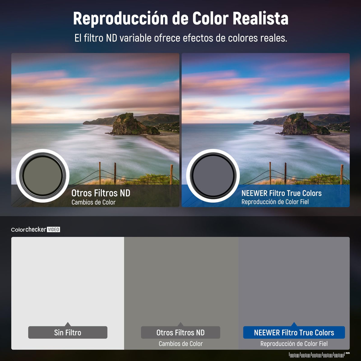 NEEWER 58mm Filtro ND Variable (ND8-2000), True Color & Pasos Duros, Filtro Lente Densidad Neutra Limitada de 3 a 11 Pasos para Cámaras DSLR sin Espejo, Cristal Óptico Multicapa, Marco Alumnio