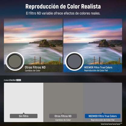 NEEWER 58mm Filtro ND Variable (ND8-2000), True Color & Pasos Duros, Filtro Lente Densidad Neutra Limitada de 3 a 11 Pasos para Cámaras DSLR sin Espejo, Cristal Óptico Multicapa, Marco Alumnio