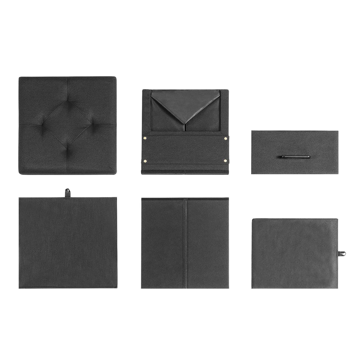 Otto & Ben Stockbox otomano con cajón de Almacenamiento, Taburete Plegable de 15 Pulgadas, Color Negro