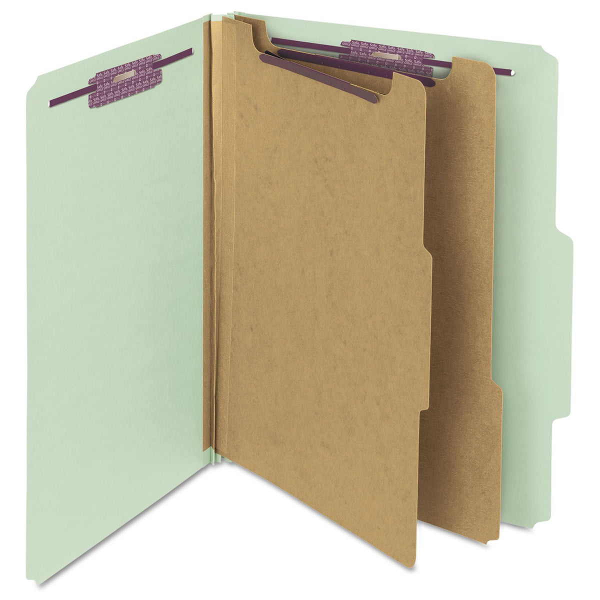 Smead Carpeta de archivos de clasificación de tablero con cierres SafeSHIELD, 2 divisores, expansión de 2 pulgadas, tamaño carta, gris/verde, 10 por caja (14076)