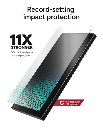 ZAGG Glass XTR4 - Protector de visualización para Samsung Galaxy S25 Ultra, vidrio templado, 11 veces más fuerte con grafeno, filtro de luz azul, tecnología antirreflectante, escudo invisible, fácil