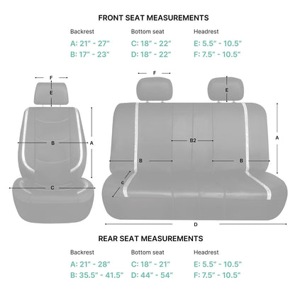 FH Group Juego Completo de Fundas de Asiento de Piel Sintética Universal PU013BLACK115-AVC, Negro