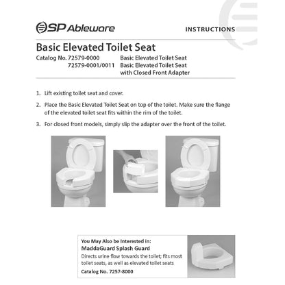 ableware Basic parte delantera abierta asiento de inodoro elevado (725790000)