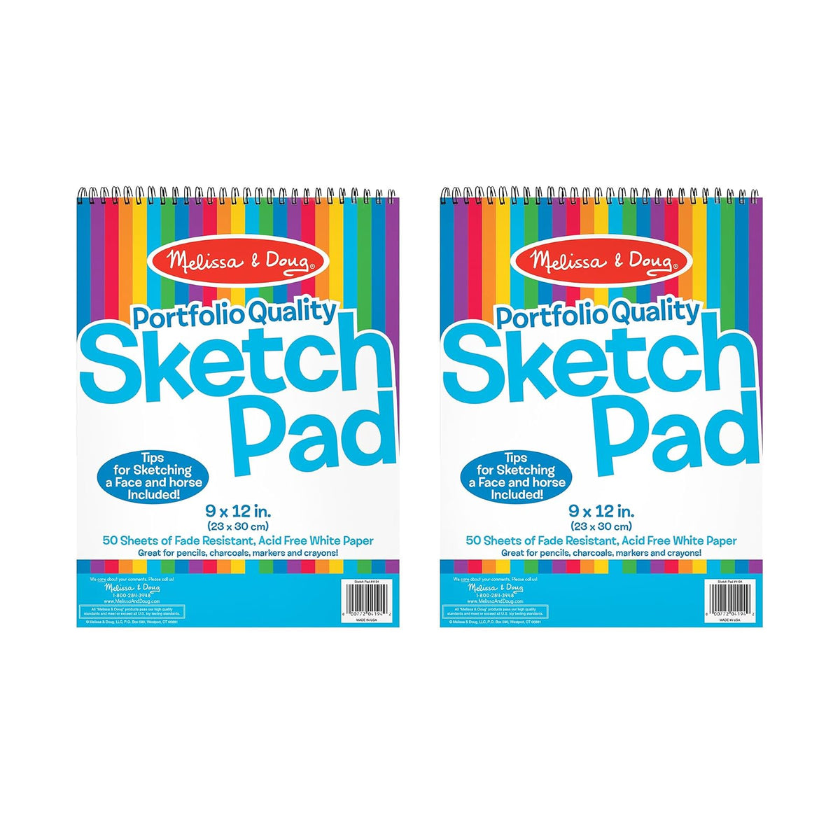 Melissa & Doug Bloc de Dibujo 50 Hojas, Papel Blanco sin Ácido - Qty. 2