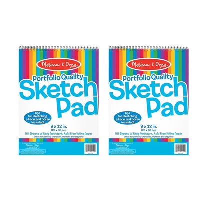 Melissa & Doug Bloc de Dibujo 50 Hojas, Papel Blanco sin Ácido - Qty. 2