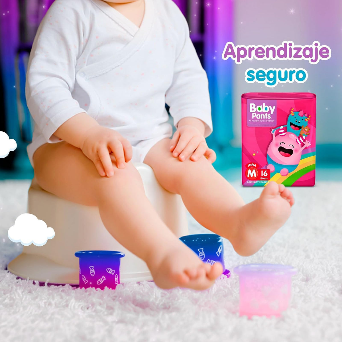 Baby Pants Calzón Entrenador Niña, Talla XG; 96 pañales