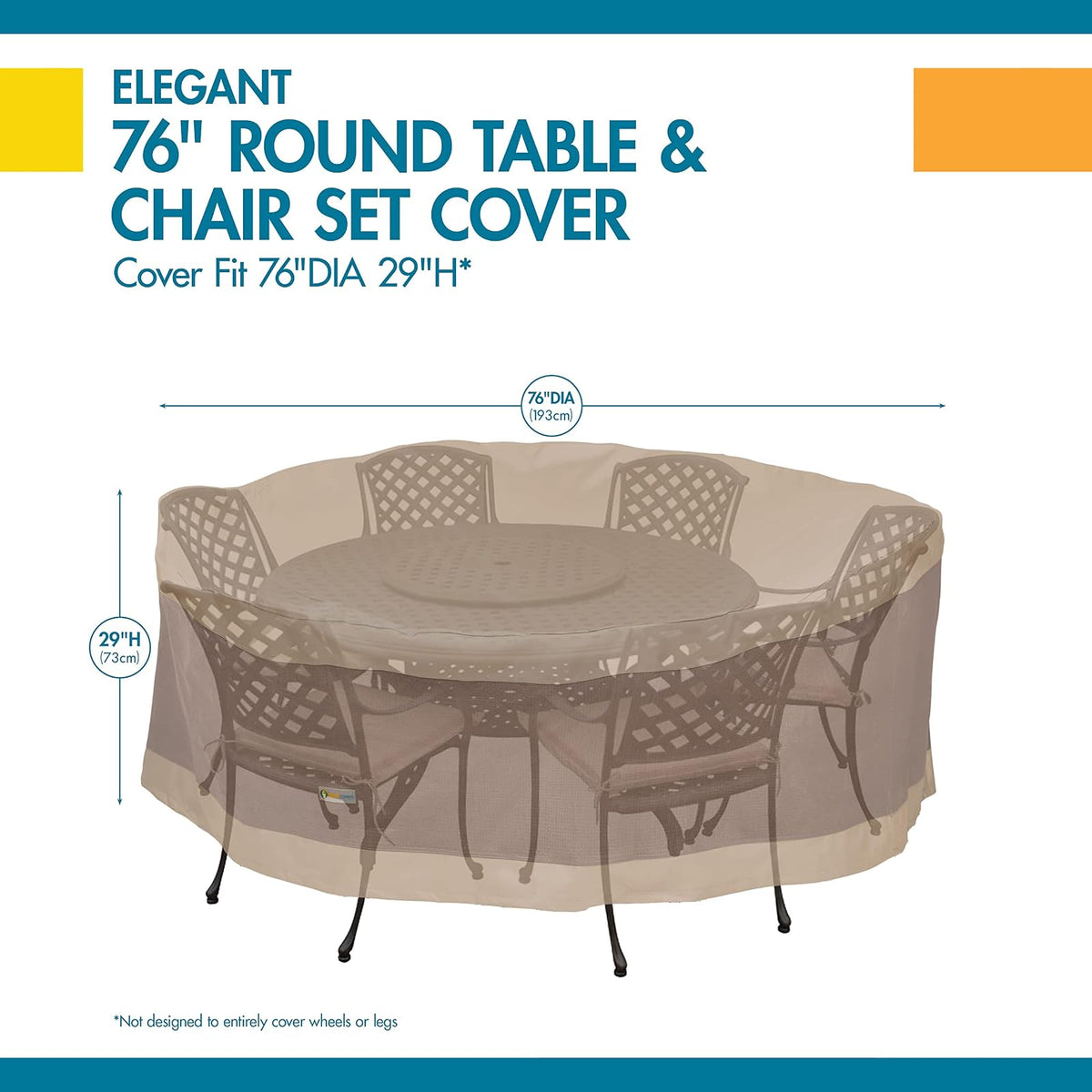 Duck Covers - Mesa de Patio Redonda Elegante con Funda para sillas, Marrón, 76Dia x 29H