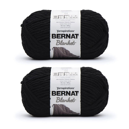 Bernat Blanket Estambre Chenille Súper Voluminoso, Paquete de 2 - Paquete de 2 - Negro