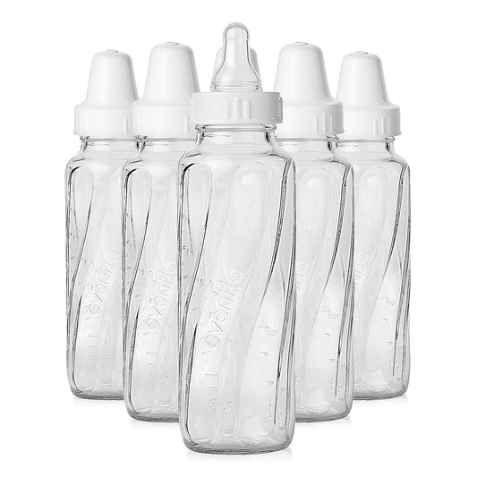 Evenflo Feeding Classic - Botellas de vidrio, 0, Transparente, 8oz, 6 Pack