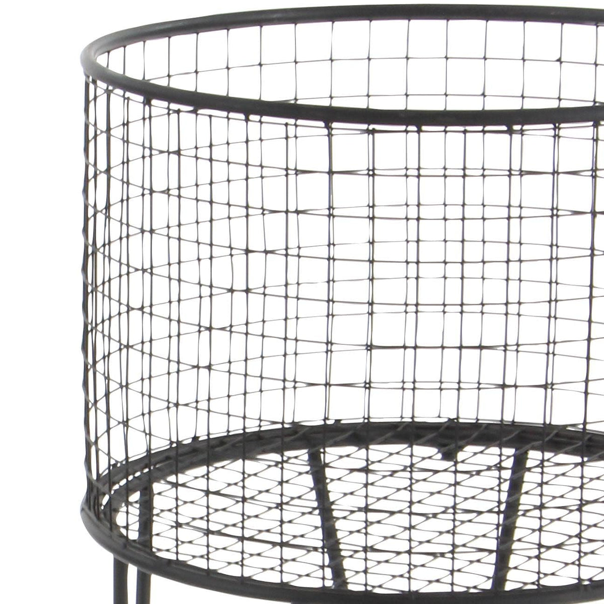 CosmoLiving by Cosmopolitan Metal Deep Set Rolling Mesh Laundry Basket Storage Cart, 17" x 17" x 25", Black
