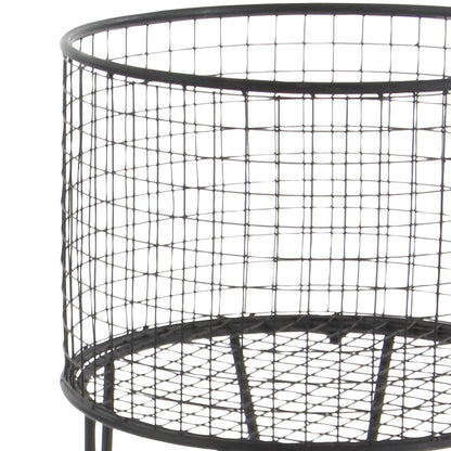 CosmoLiving by Cosmopolitan Metal Deep Set Rolling Mesh Laundry Basket Storage Cart, 17" x 17" x 25", Black