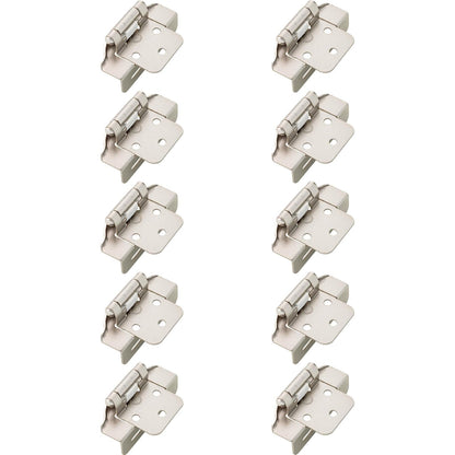 Franklin Brass (Paquete de 10) bisagras de gabinete de cierre automático de 1/2 pies, superposición semienvolvente para puertas de gabinetes, cocinas, armarios, armarios, muebles, níquel satinado