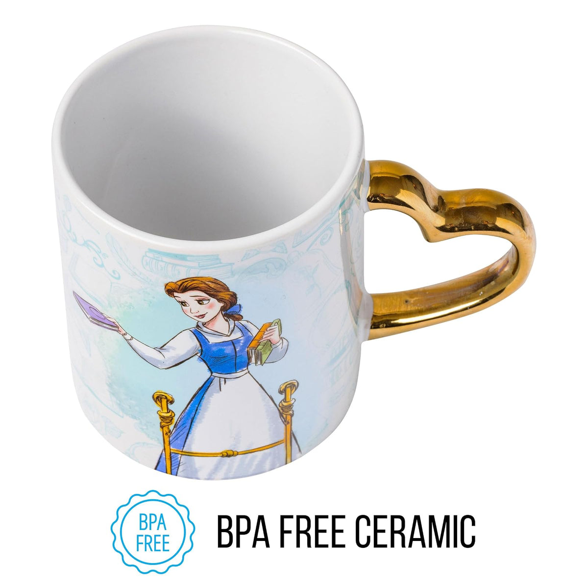 Silver Buffalo Disney Princess Beauty and the Beast Don't Mind the Books - Juego de 2 tazas de cerámica, 14 onzas