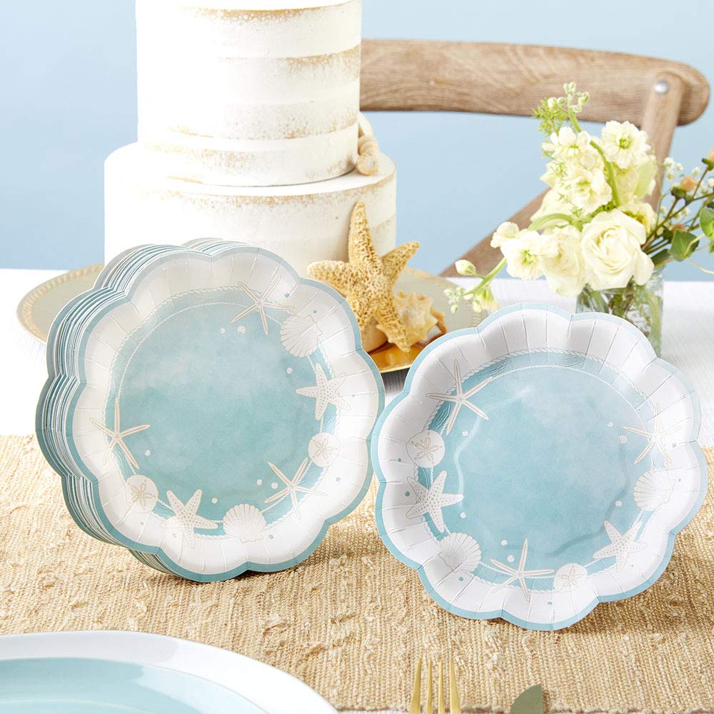 Kate Aspen Beach Party 7 pulgadas Platos de papel decorativos de primera calidad (350 g/m² de peso, juego de 16) – perfectos para despedidas de soltera y bodas