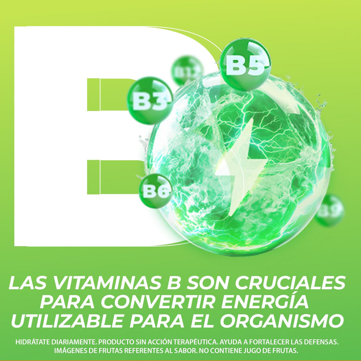 Suerox Vitamins Energy Sabor Manzana Verde-Limón con Electrolitos Sin Azúcar, Vitaminas B3, B5, B6, B9 y B12, Bebida Refrescante para Energía Diaria, 630 ml | 12-Pack