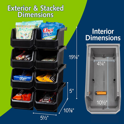 ReadySpace Contenedores de plástico para organizar y almacenar contenedores para clóset, cocina, oficina, cochera o organización de despensa, contenedores apilables, medianos (11 x 5 x 5.5 pulgadas),
