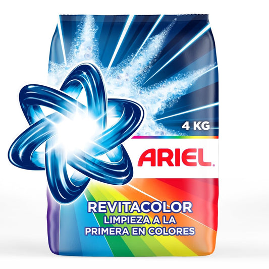 Ariel Revitacolor Detergente en Polvo, Jabón en Polvo para Ropa 4kg