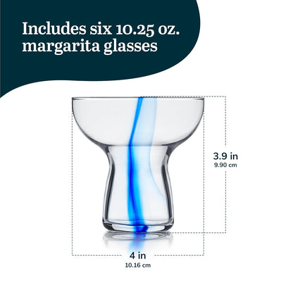 Libbey Juego de 6 Copas Margarita de vidrio con listón azul de 300 ml