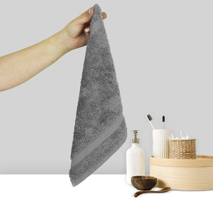 Chakir Turkish Linens - Toalla de hotel de lujo y spa, 100% Algodón turco genuino, Paño de lavado, Color Gris, Juego de 12