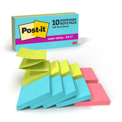 Post-it Super Sticky Notes Pop-Up, 7.6 x 7.6 cm, Super Sticky Pop-Up, Miami Collection, 10 Pads