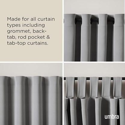 Umbra Cappa Cortinero Doble Ajustable para Sala y Recámara, 91-168 cm, Incluye Accesorios de Instalación, Negro