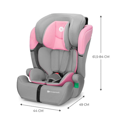 Kinderkraft COMFORT UP Autoasiento I-SIZE 76-150 cm, Silla automóvil para niños, bebé, Sillade, Cinturón, regula en 11 niveles, Grupo 1/2/3, 15 meses - 12 años, 9-36 kg, Rosa