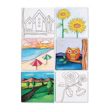 S&S Worldwide - Juego de 12 tablas de lienzo acrílico blanco, 6-1/2" x 6-1/2" cada una, para niños y adultos, listo para pintar, artesanías