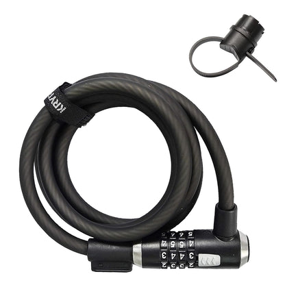 Kryptonite KryptoFlex - Cable de Bloqueo para Bicicleta, 2 pies, 6 pies, 10 pies de Largo, 12 mm de Grosor, Resistente Cable de Acero Trenzado antirrobo, Cerradura de Seguridad para Equipos al Aire - Combo de 6'
